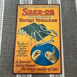 Vintage looking snap on tin sign